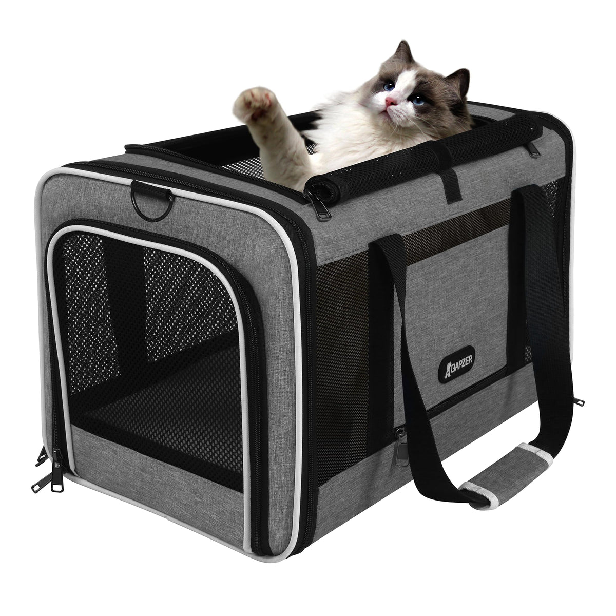 GAPZER Cat Carrier 18x11x11 Top Load, Soft-Sided Pet Travel Bag Over 15 lbs