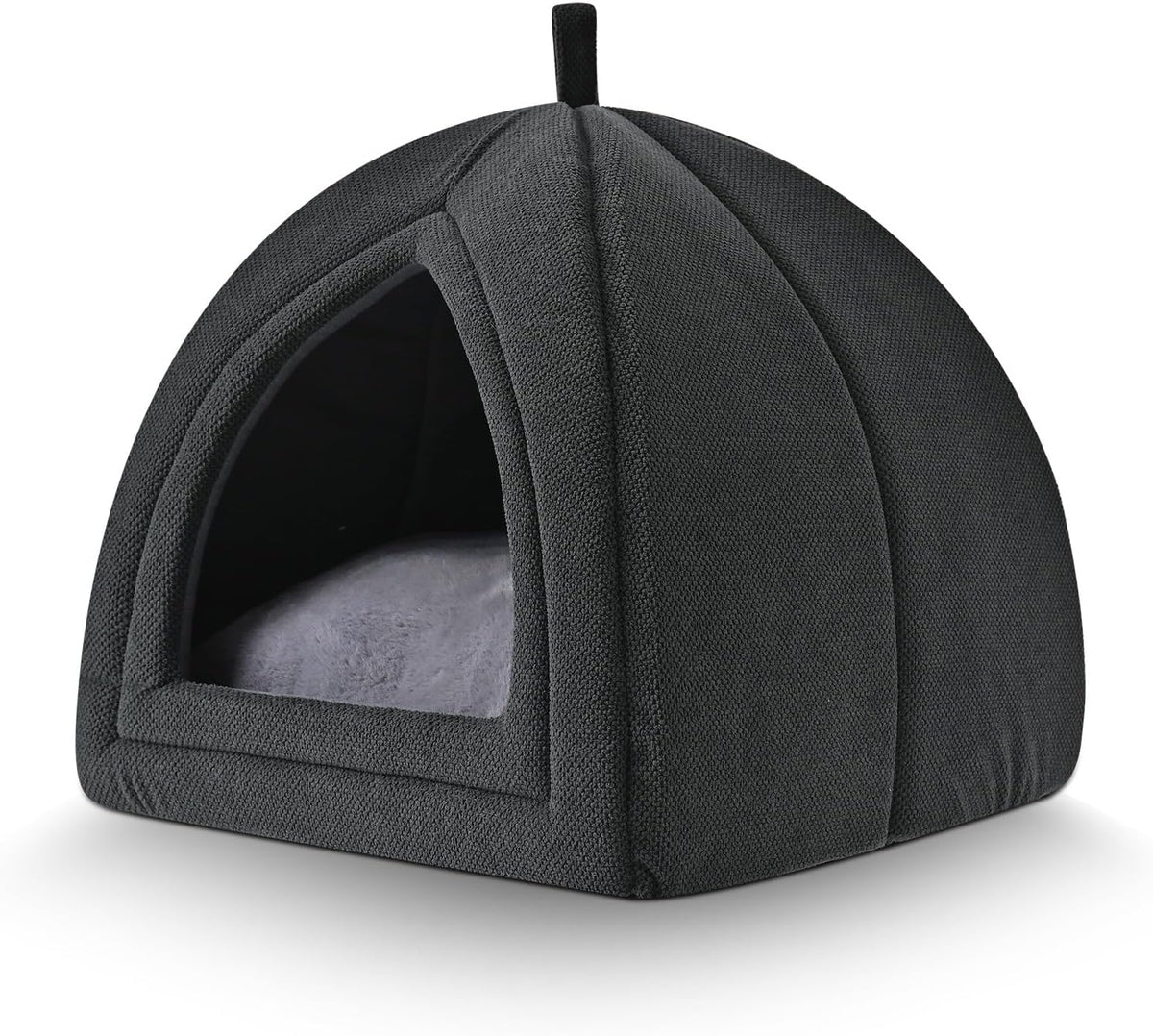 Amazon Basics Cat Bed Cave, 2-in-1 Foldable House for Indoor Cats, with Washable Cushion and Non-Slip Base, 17.5 x 17.5 