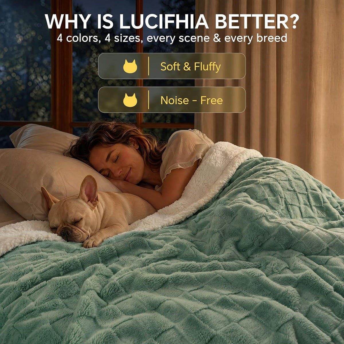 Luciphia Waterproof Dog Blanket, Reversible Fleece & Sherpa, Couch Cover