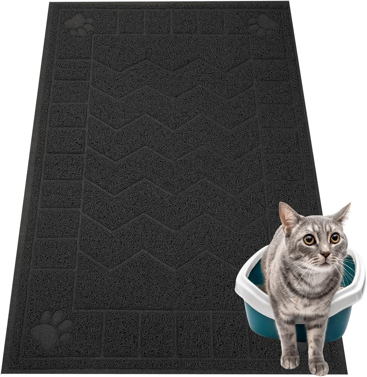 Cat Litter Box Mat, 35" x 24" Large Waterproof Litter Trapping Mat