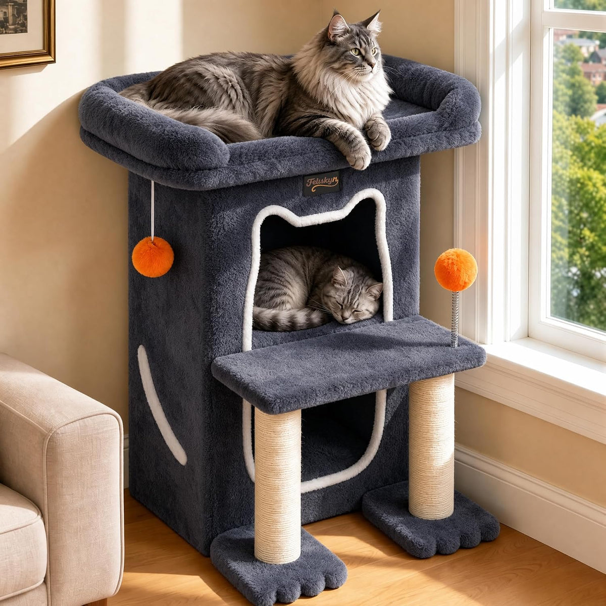 Small Cat Tree Tower Scratching Post for Indoor Cats Large Adult