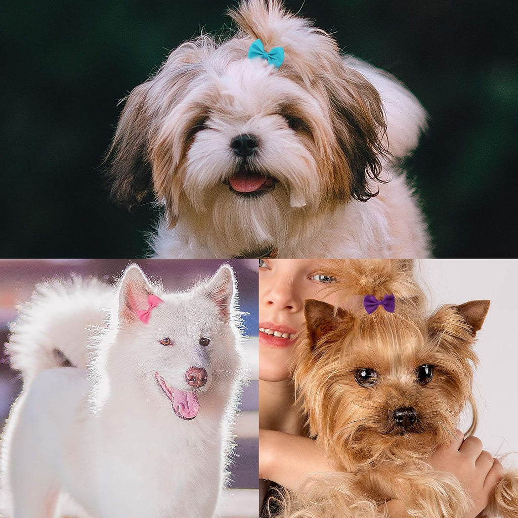 48PCS(24pairs) Dog's Hair Bows Clips,Small Handmade Hair Accessories Bow Pet Puppy for Doggies Cat Kitten Rabbit Groomin