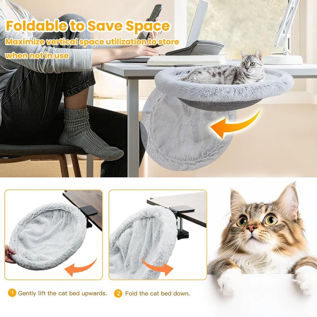 Pawaboo Cat Desk Bed, One-click Foldable Sunken Cats Hammock up to 40lbs