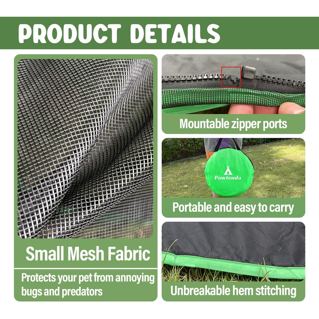 Pawtenda 2-in-1 Cat Tent & Enclosure Outdoor, Foldable Playpen with Tunnel