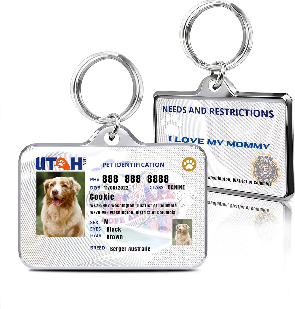 Personalized Dog & Cat Tags with Photo - Custom Driver License Pet ID Tag