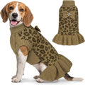 WOYYHO Small Dog Sweater Dress with Bowtie, Knitted Leopard Pet Dog Clothes