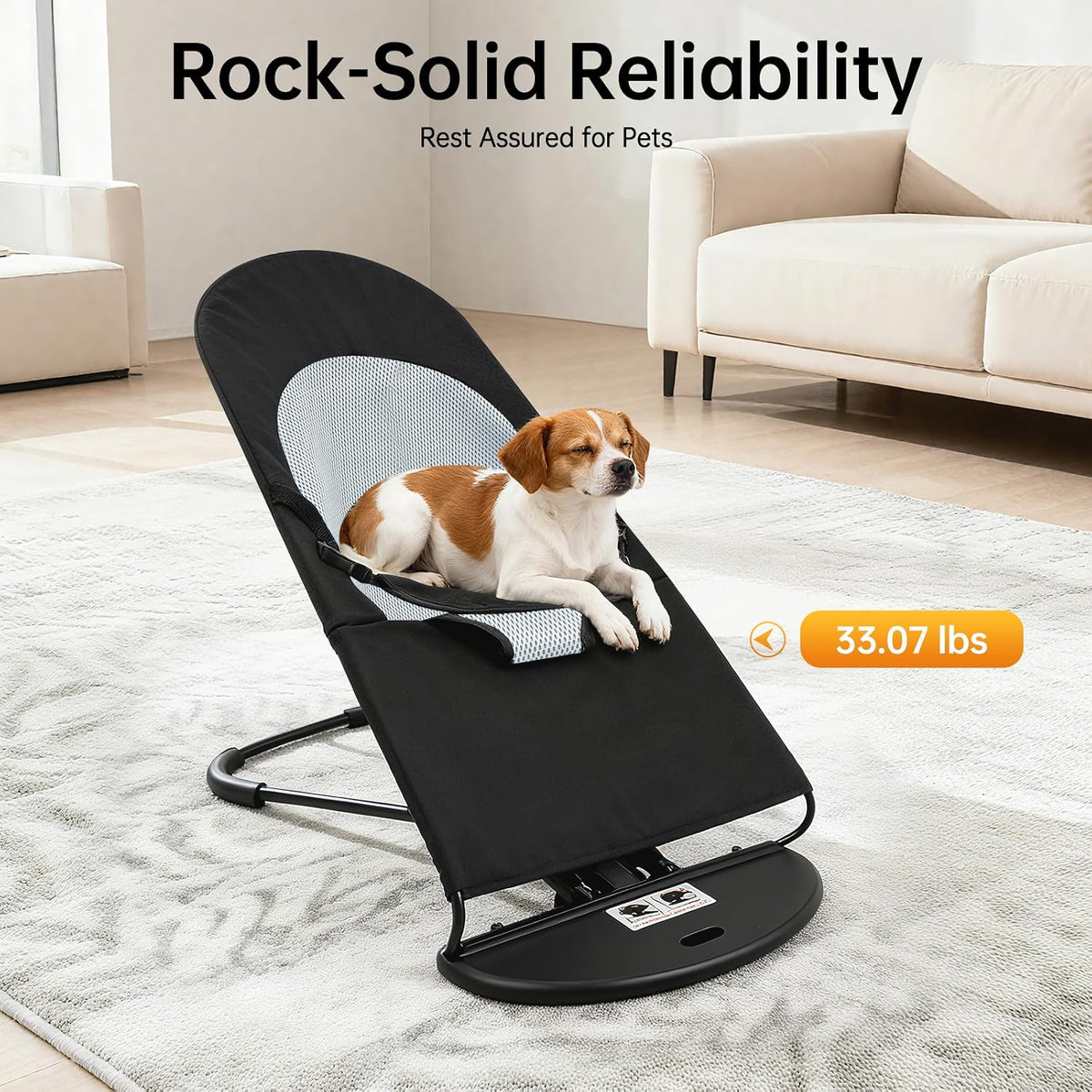 Cat Dog Rocking Chair Portable Pet Rocker Foldable Bed Adjustable Height