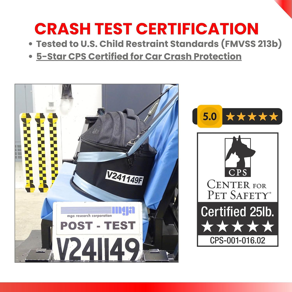 Crash-Tested Small Dog Car Seat | CPS Certified Crash Protection
