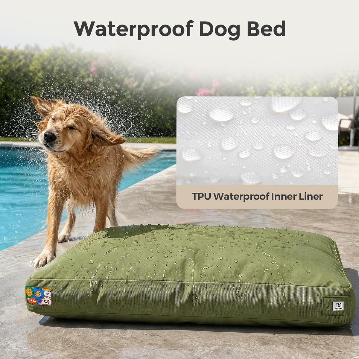 42 Inch Indestructible Dog Bed for Extra Large Dogs, Canvas Durable Outdoor Chew Proof Dog Bed with Waterproof Washable 