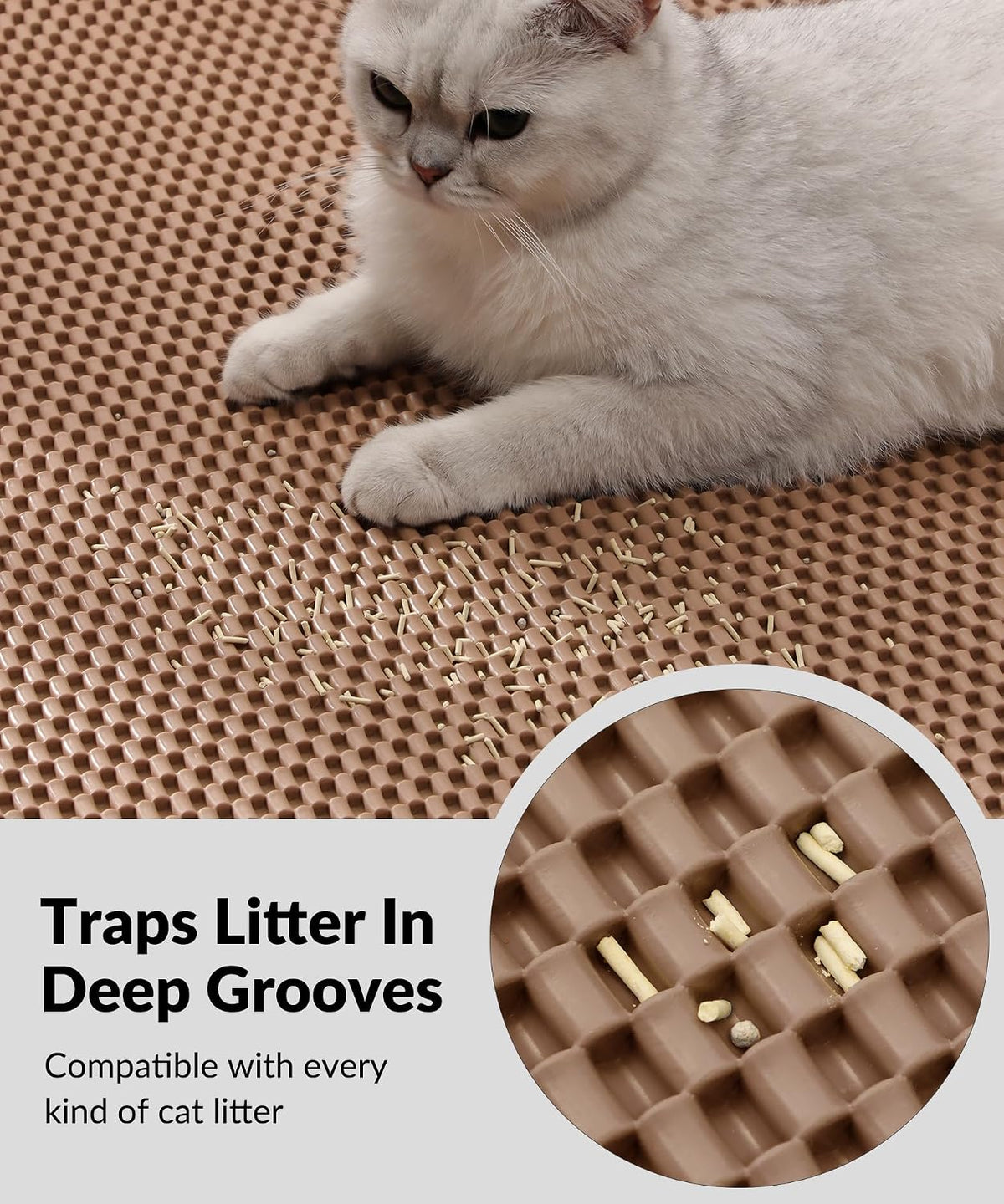 Cat Litter Mat - Cut to Fit Any Place, 35"x23" Litter Trapping Mat