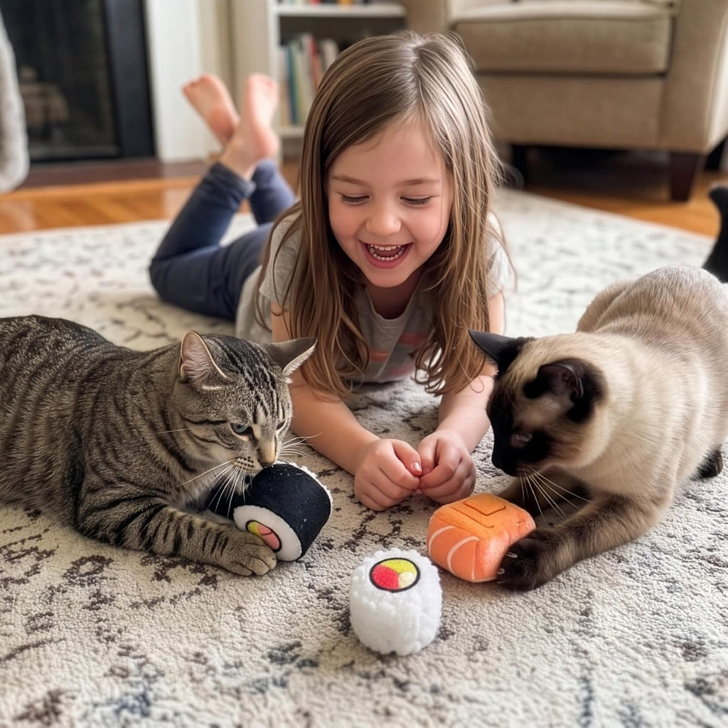 SPOT Sushi Roll Take-Out Cat Toys, Catnip and Crinkle Filled Soft Plush Toys for Indoor Cats, for Single or Multi-Cat Ho