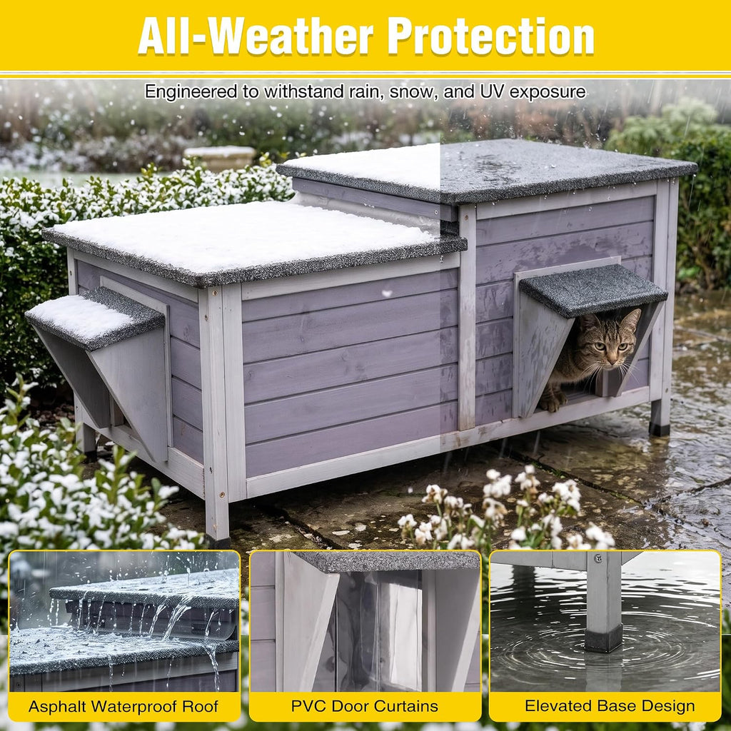 Aivituvin Heated Cat House Outdoor Weatherproof Insulated for Cats