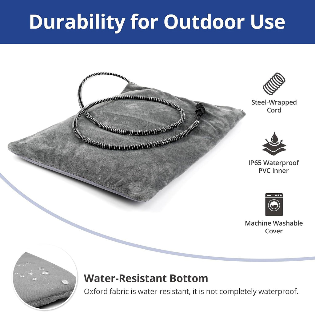 Outdoor Cat Heating Pad, 19.7" x 15.7", 40W, Grey