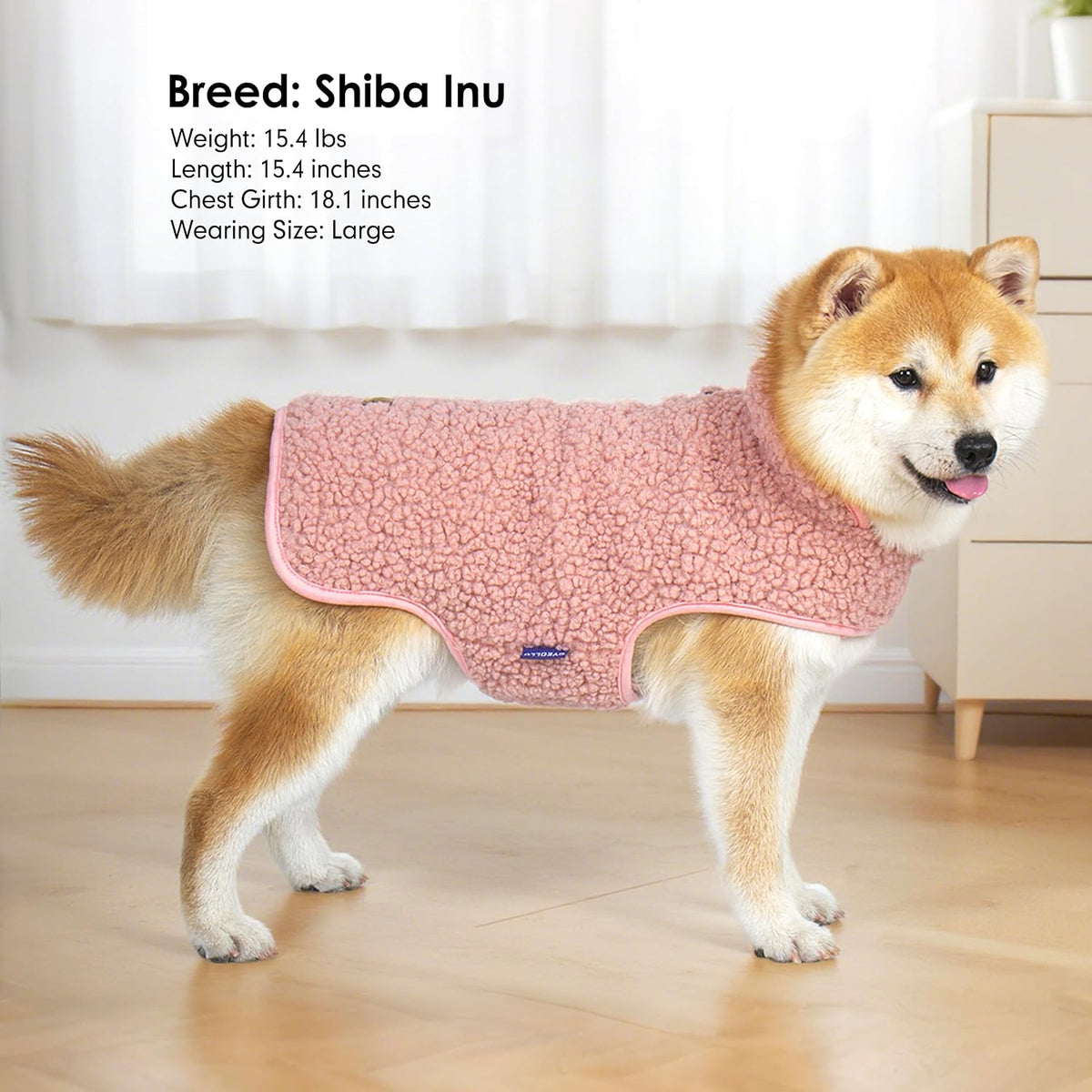Sherpa Dog Coat Reversible Dog Jackets for Small Dogs, Pink, M