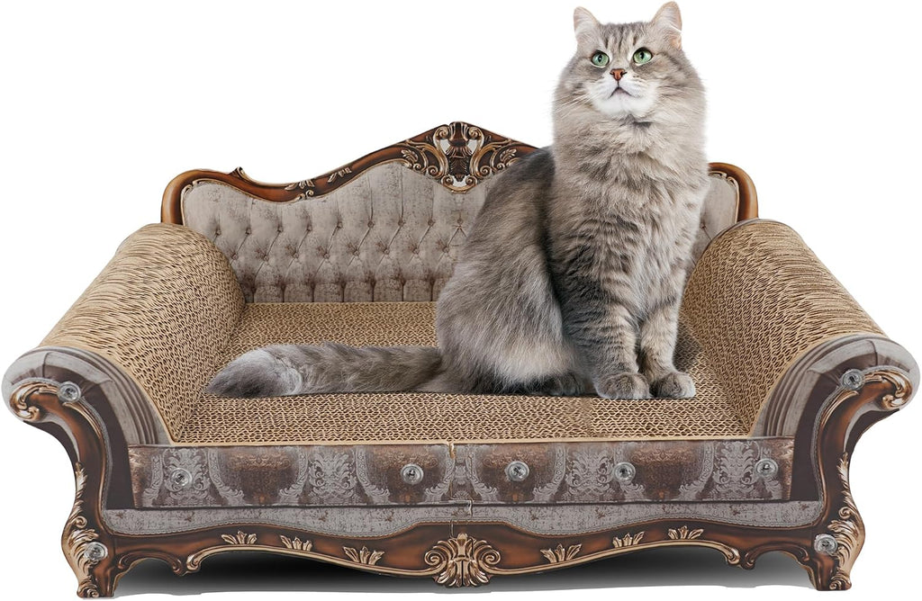 Sofa Shaped Cat Scratching Couch, Christmas Theme Thick Scratching Cardboard, Lounge Bed for Indoor Cat Rest&Play,Cat So