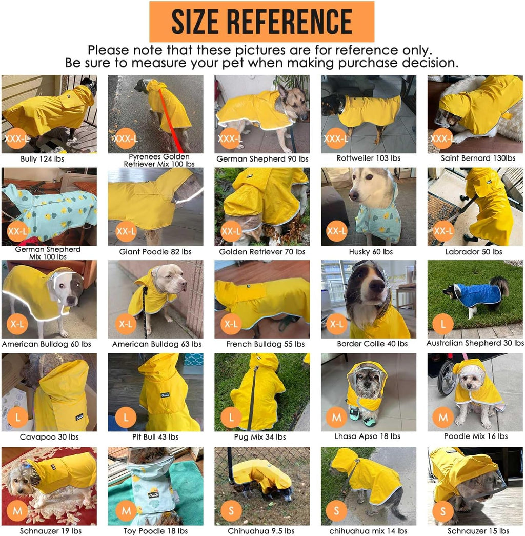 Lukovee Dog Raincoat, Waterproof Jacket with Clear Hood & Leash Hole, S