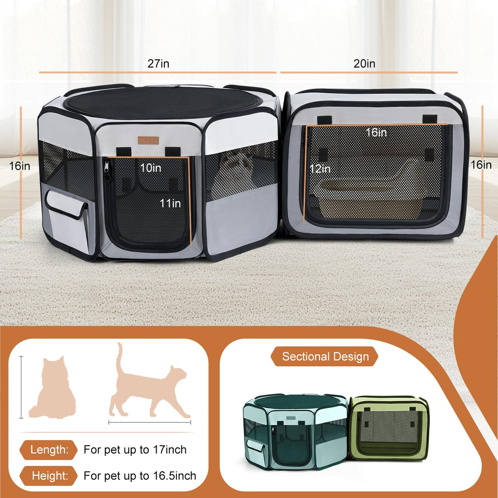 Want to Give Your Kittens & Puppies a Safe, Independent Space? Try Lekereise: 47"×16" Portable Cat Playpen, 2-in-1 Dog Playpen, Independently Usable, with a Carry Bag. Play Freely Anywhere!