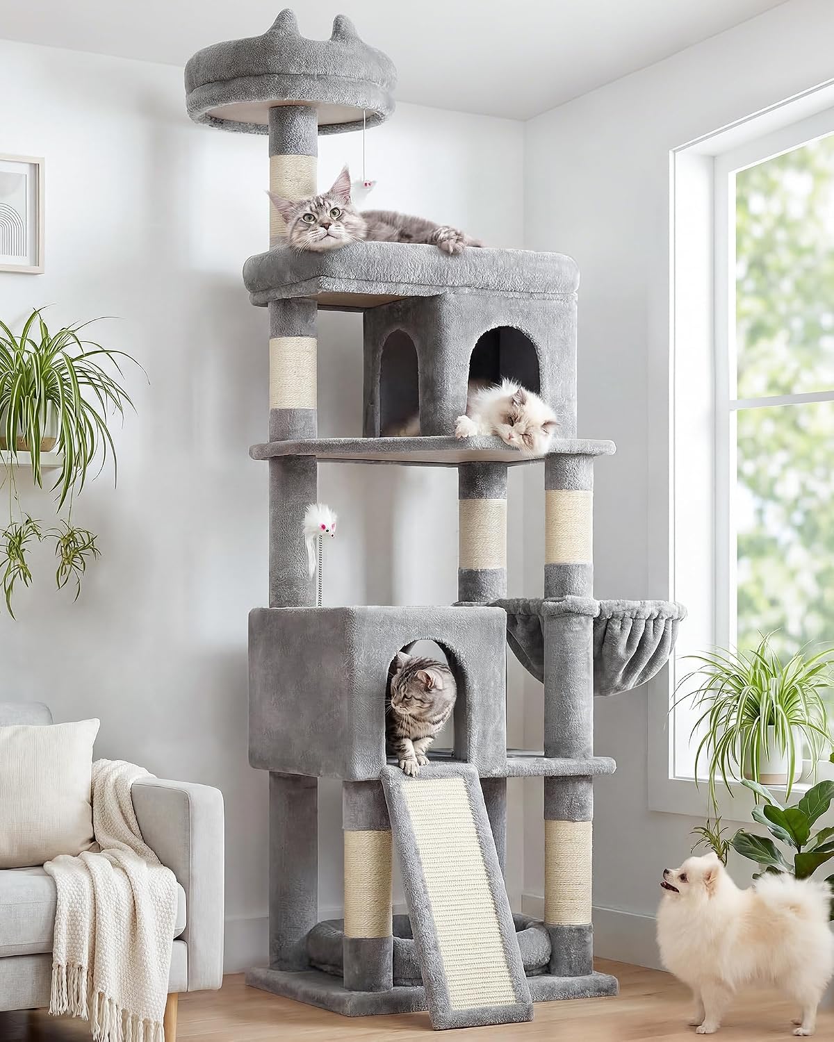Globlazer S72 Heavy Duty Cat Trees for Large Cats 20 lbs+, Dark Gray
