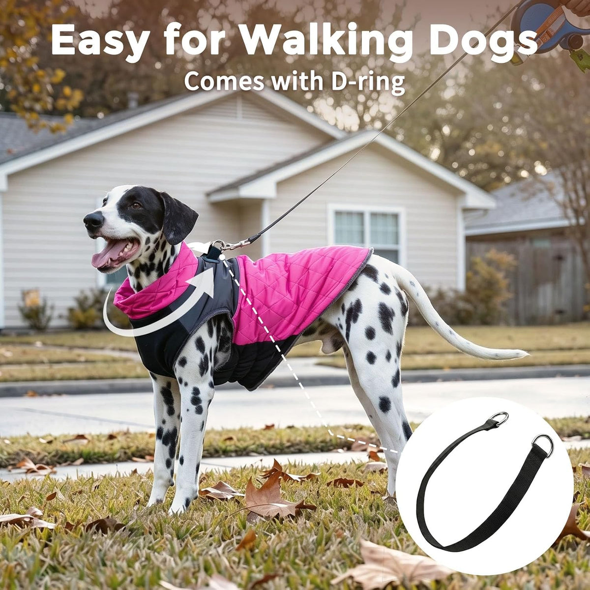Winter Dog Coats for Small Dogs,Puppy Jacket with Harness,Pink XS