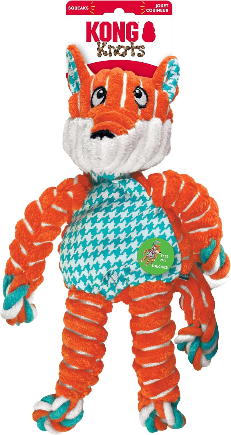 KONG Floppy Knots Rope and Plush Dog Toy, Fox, Medium/Large