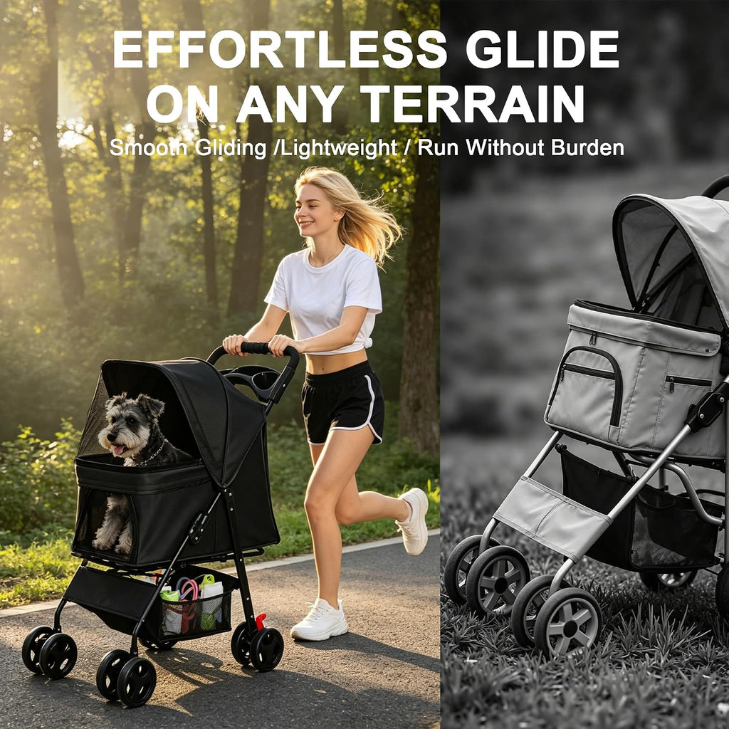 Dog Stroller for Small Dogs and Cats, Foldable Pet Stroller