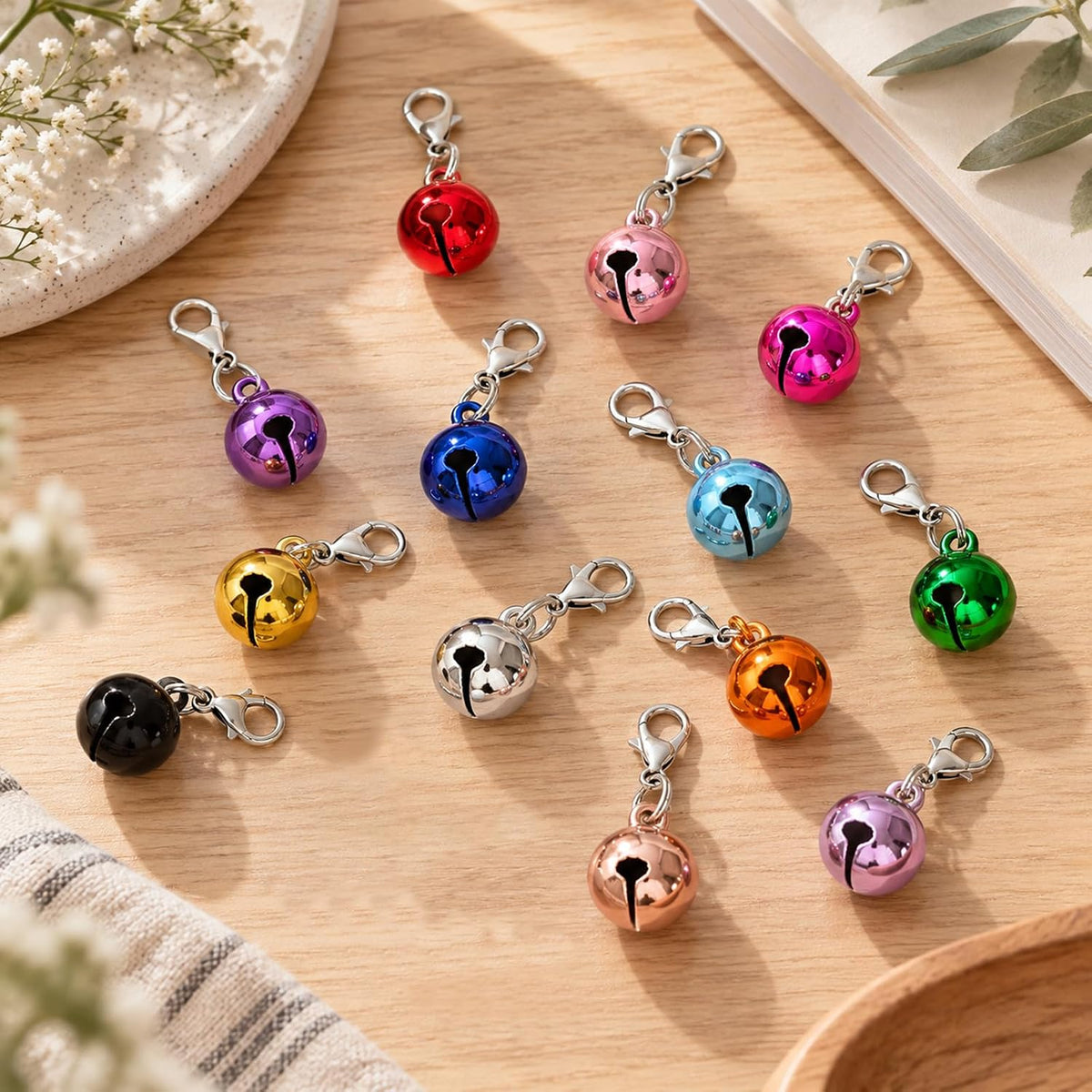 26 Pcs Cat Bell, Metal Cat Collar Bell 0.55 Inch 13 Colors with Key Rings