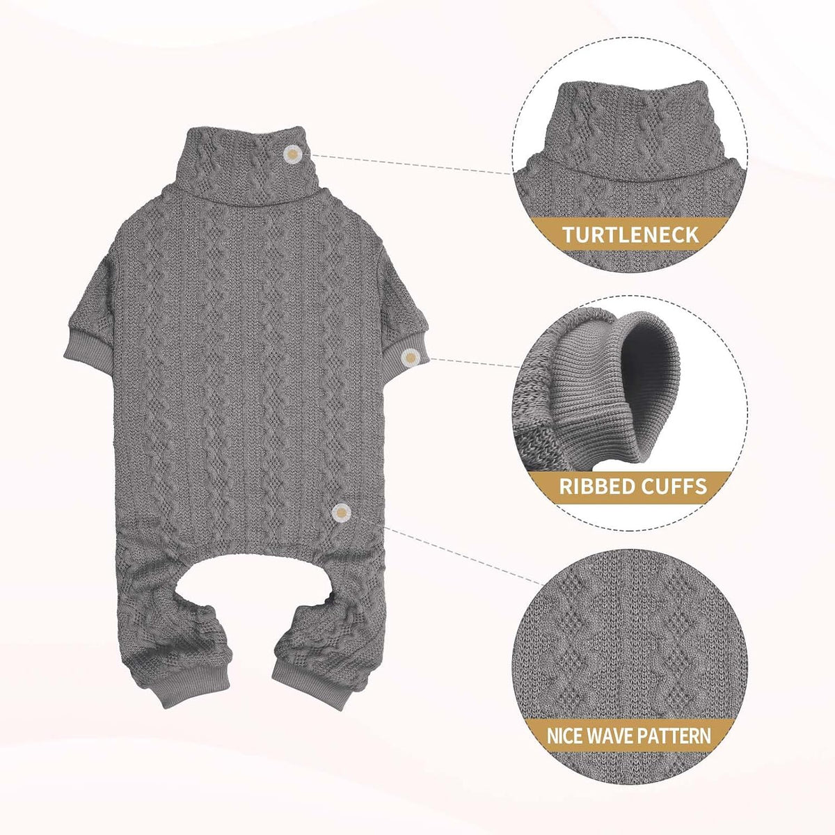 Dog Sweaters for Large Dogs Turtleneck Knitted Pet Clothes Solid Color Puppy Sweater Warm Dog Sweater(Grey&XL)