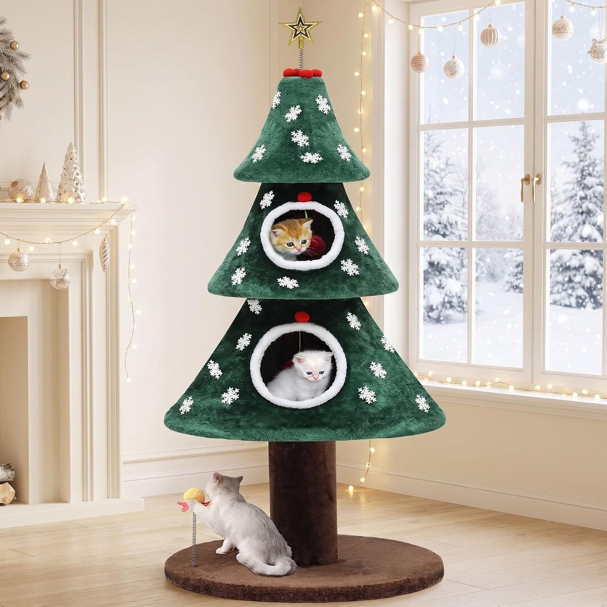 YITAHOME 58.2in Christmas Cat Tree with Cat tunnel