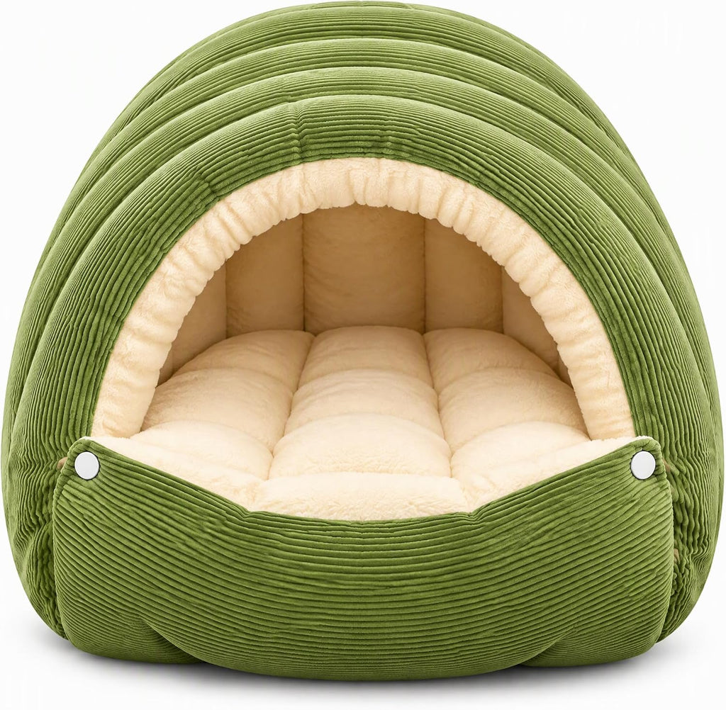 Dachshund Cave Bed, Dog Cave Bed for Dogs & Cats (Olive Green, Medium)