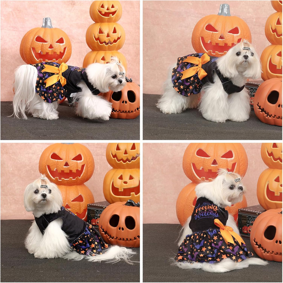 CuteBone Velvet Dog Dresses Halloween for Small Dogs, Stylish & Soft Fabric, Comfortable Fit for Everyday Wear, Perfect 