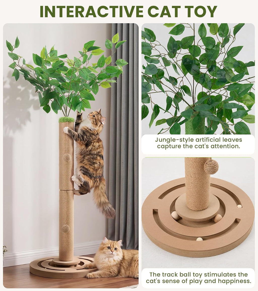 36"Cat Scratching Post With Interactive Cat Toys,Brown Cat Scratching Board