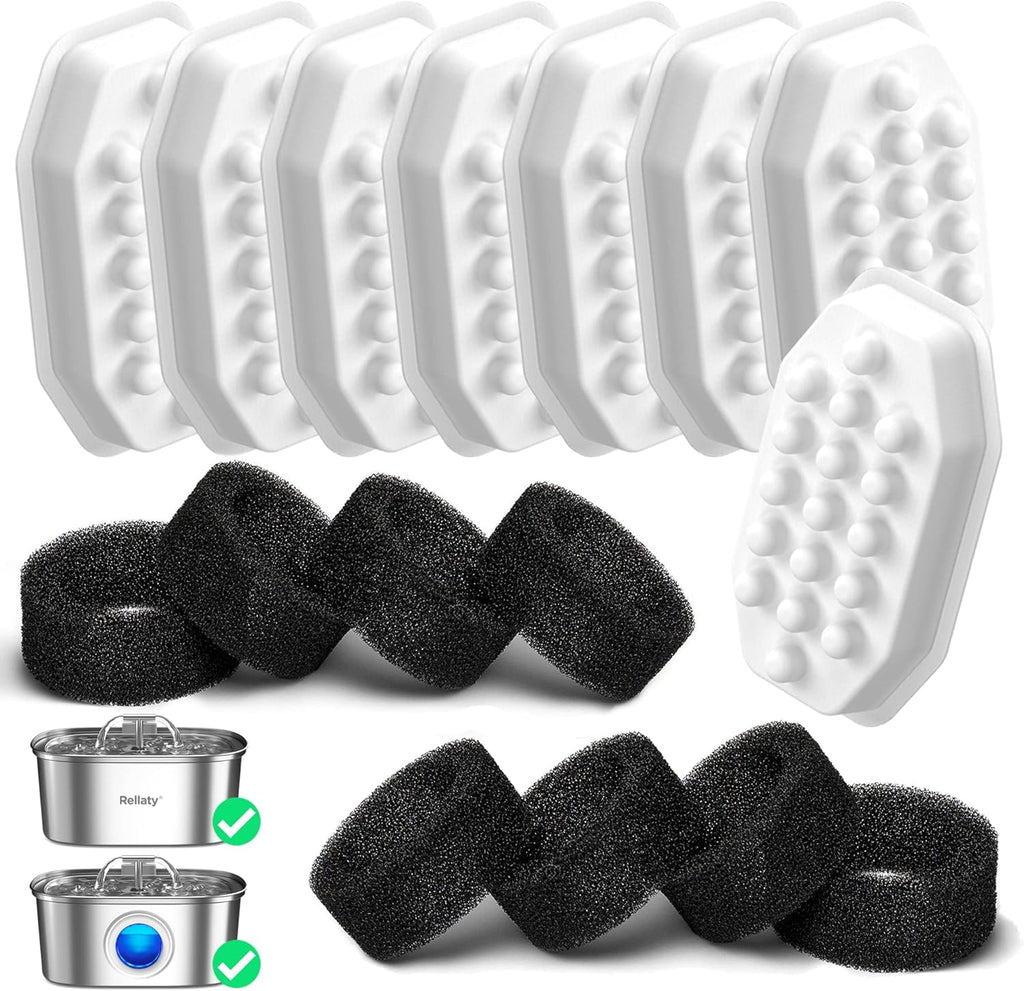 Rellaty Official Cat Water Fountain Filters Replacement & Pre-Filter Sponge