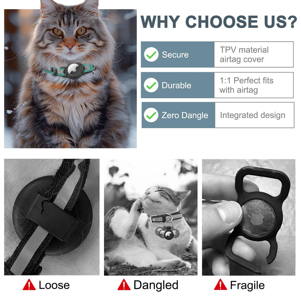 Reflective AirTag Cat Collar, Integrated Cat Collar with Air Tag Holder