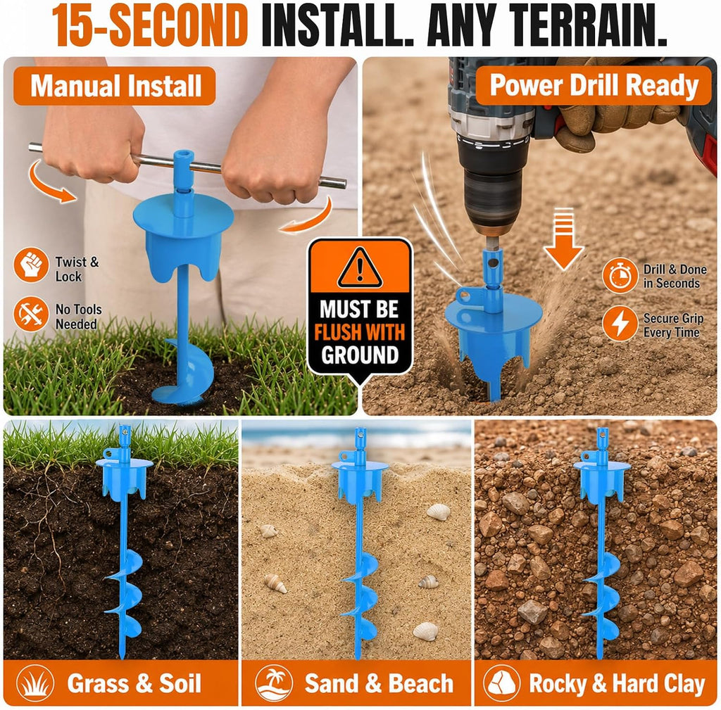 17" Heavy Duty Dog Tie Out Stake with Buffer Rope for Large Dogs