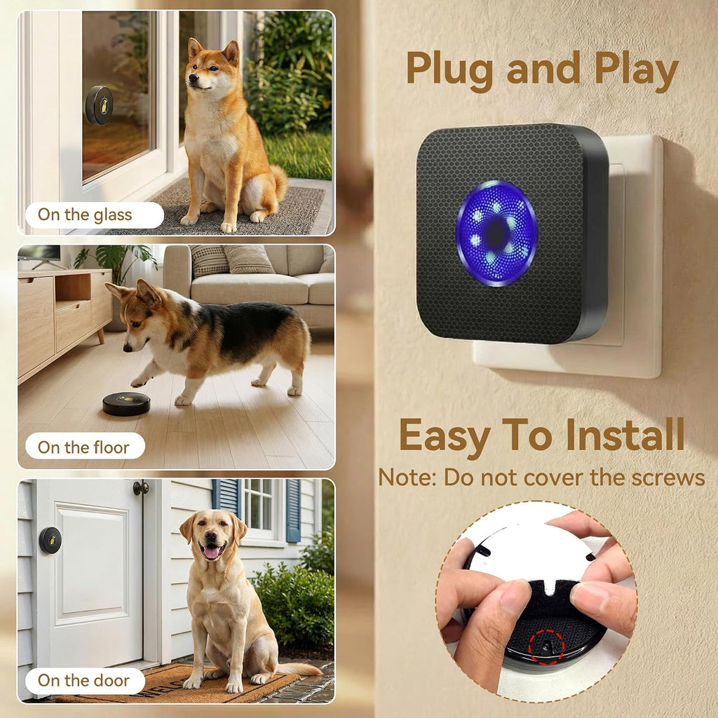 TECKNET Dog Door Bell, Dog Bells to Go Outside with 55 Melodies, 1000 Feet Range, 5 Volume (0-120dB) & 2 Modes, IP65 Wat