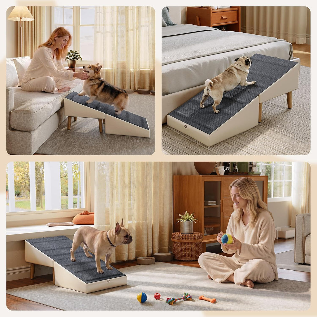 2 in 1 Ottoman Dog Ramp for Couch,Stable Folding Ramp for Small Dogs