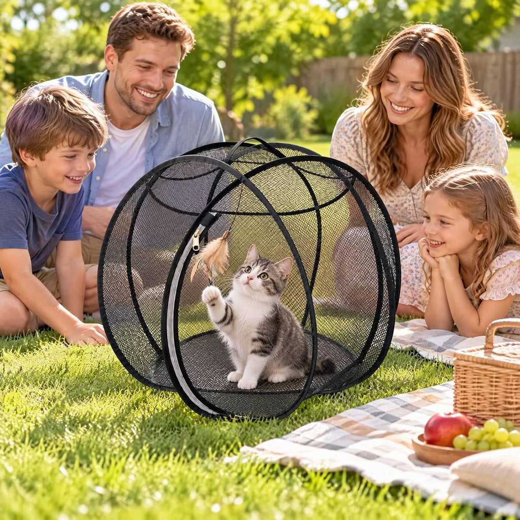 360° Panoramic Cat Playpen Enclosure, Rolling Cat Hamster Ball for Outside