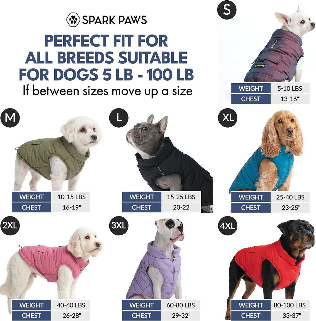 Spark Paws Dog Winter Coat Jacket - Warm Dog Clothes for Small Large Dogs