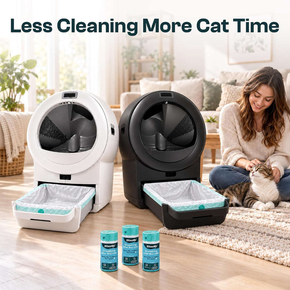 Extra Thick Litter Liners Compatible With Robot 5 Litter Box , 100 Bags
