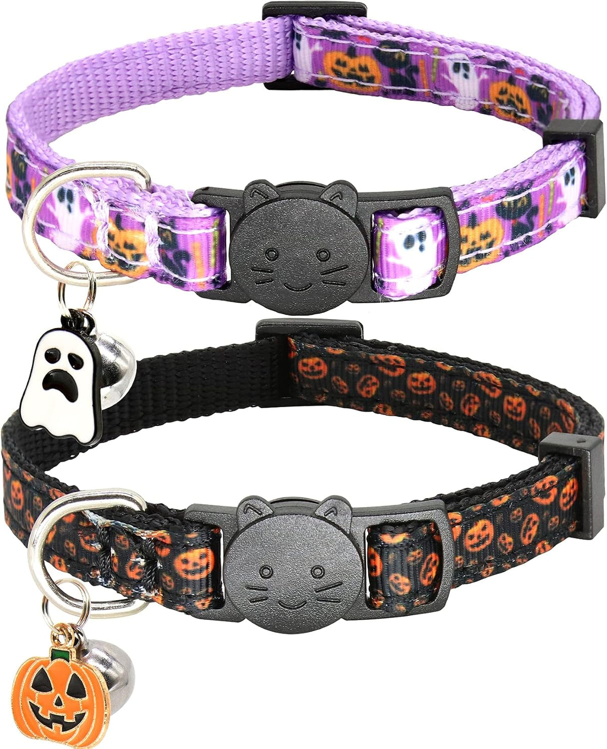 Christmas Cat Collar, 2 Pack Nylon Breakaway Cat Collar with Bells, Xmas