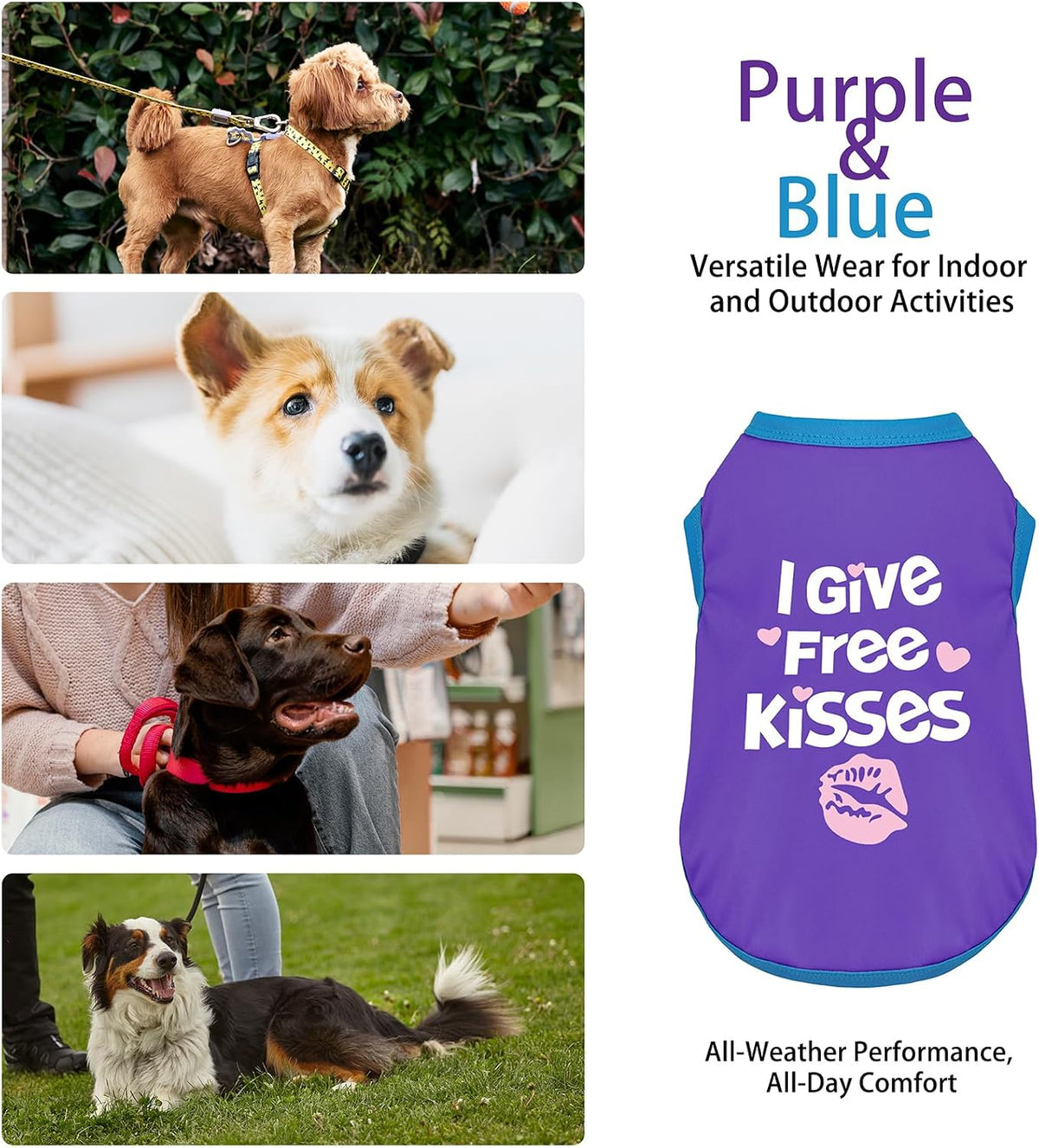 Color-Blocked Dog Tank Top with Playful Heat Transfer Designs – Lightweight Polyester Shirt for Small,MediumDogs, Perfec