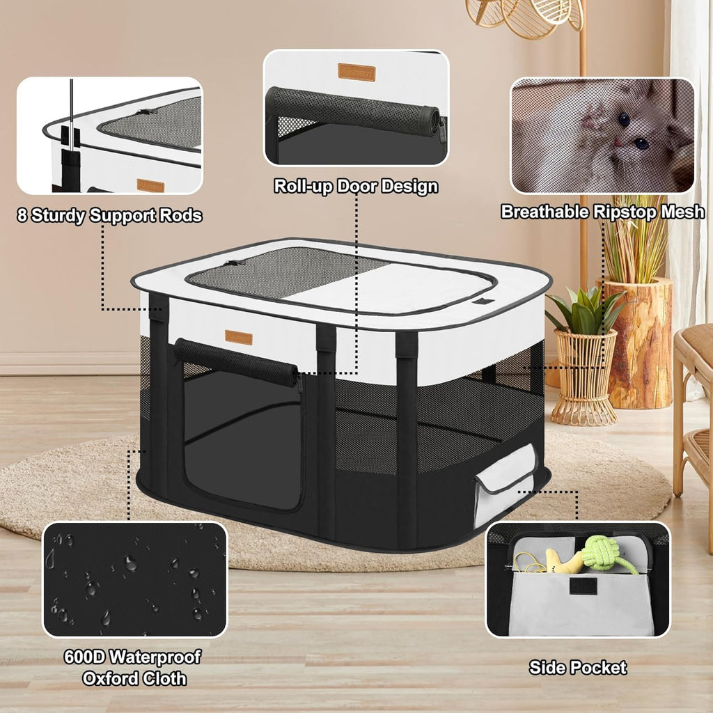 Dog Playpen - Foldable Cat Play Pens for Pubby,Kitten, Rabbit,Portable Pet Tent with Carring Bag for Indoor/Outdoor Trav
