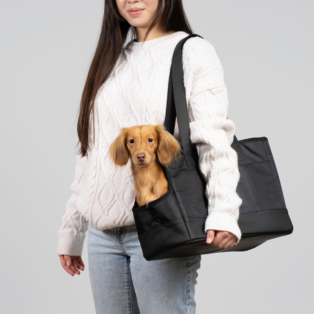 OSKAR & FRIENDS Pet Carrier Tote Bag for Small Dogs & Cats – Fully Closable Mesh, Vegan Leather, Sherpa Pad – Stylish Do
