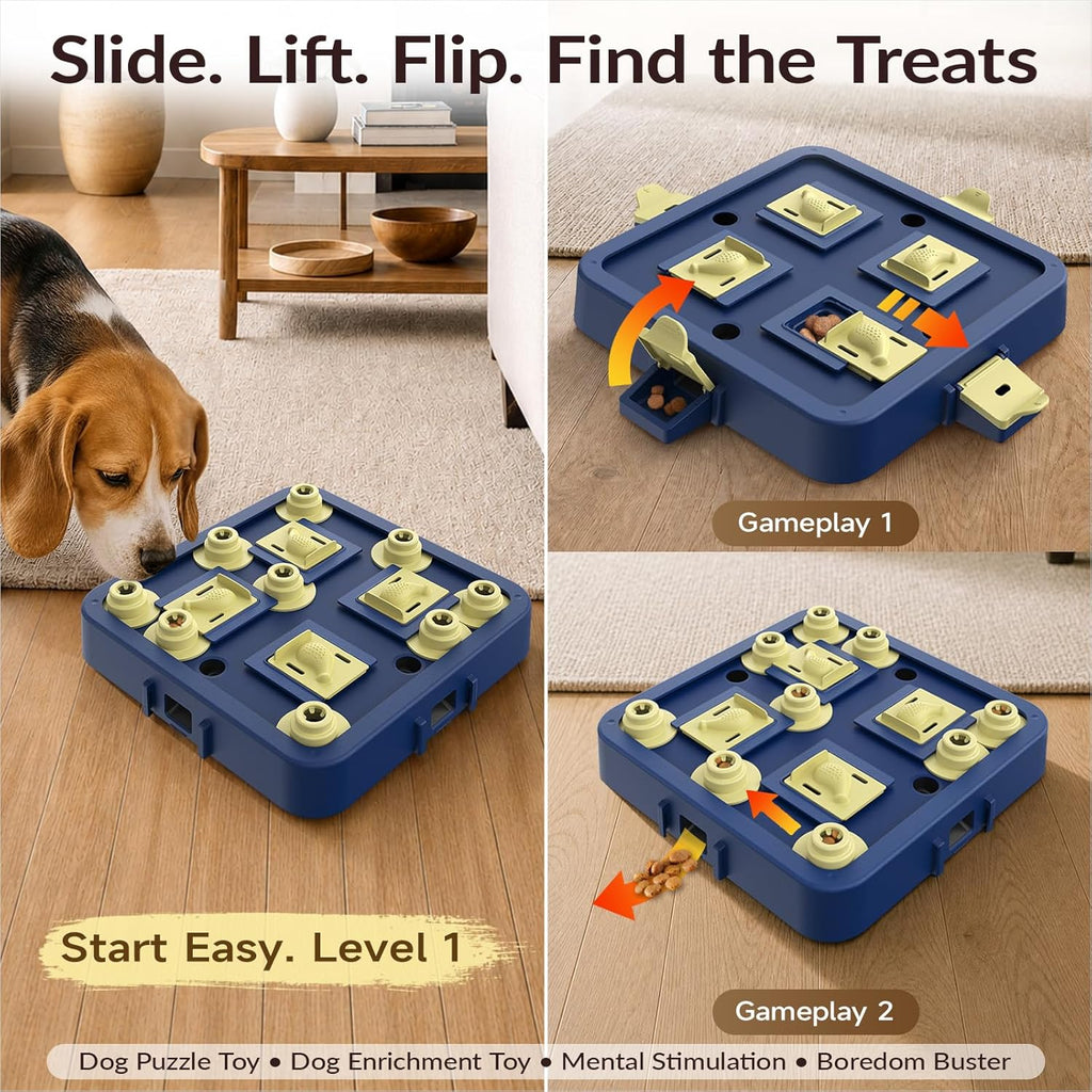 Dog Chess Puzzle Toy, 3-Levels, Mental Stimulation for Smart Dogs