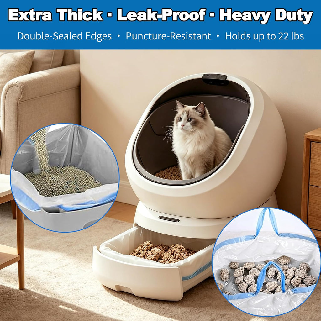 120 Count Cat Litter Box Bags|27.2" x 13"for Automatic Cat Litter Box