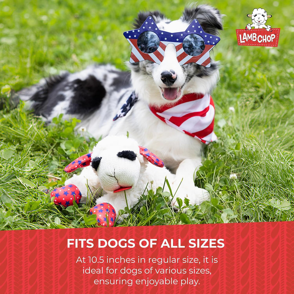 Multipet Lamb Chop Dog Plush Toy with Birthday Hat - Squeaky Dog Toy