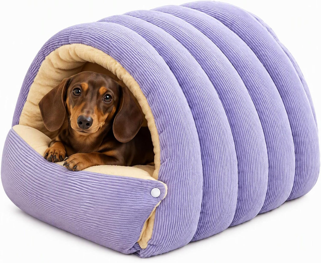 Dachshund Cave Bed, Dog Cave Bed for Dogs & Cats (Olive Green, Medium)