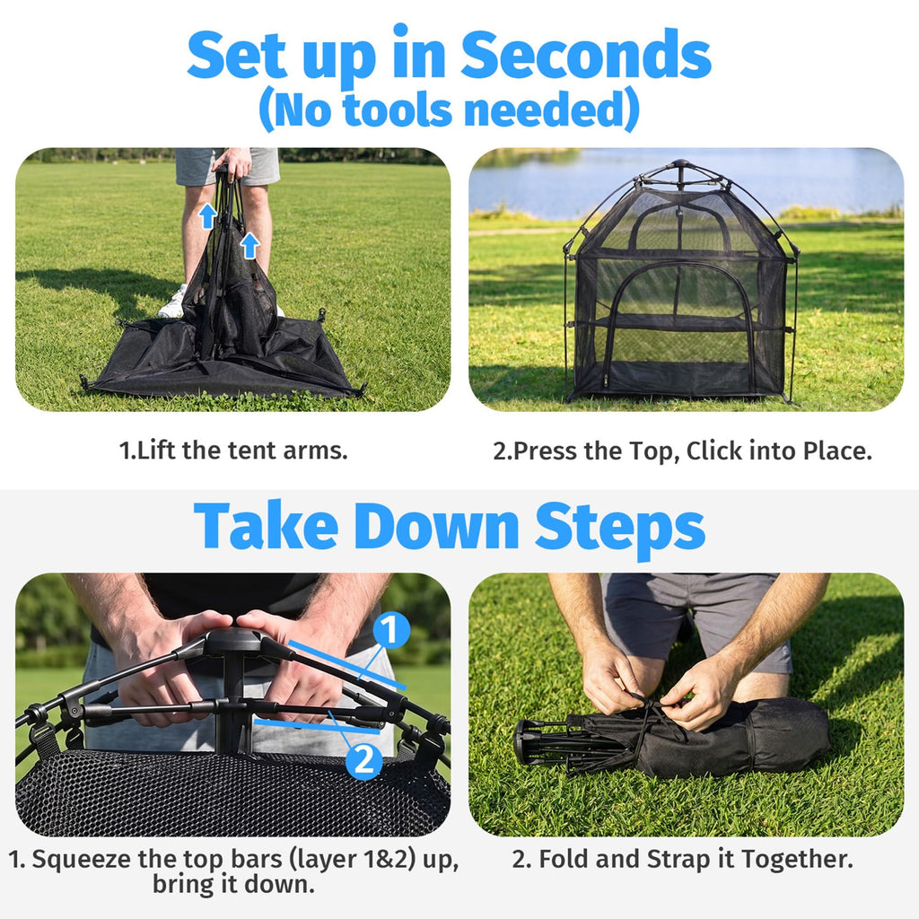 Catio Outdoor Cat Enclosure Pop up Cat Tower Tent(Square, L)