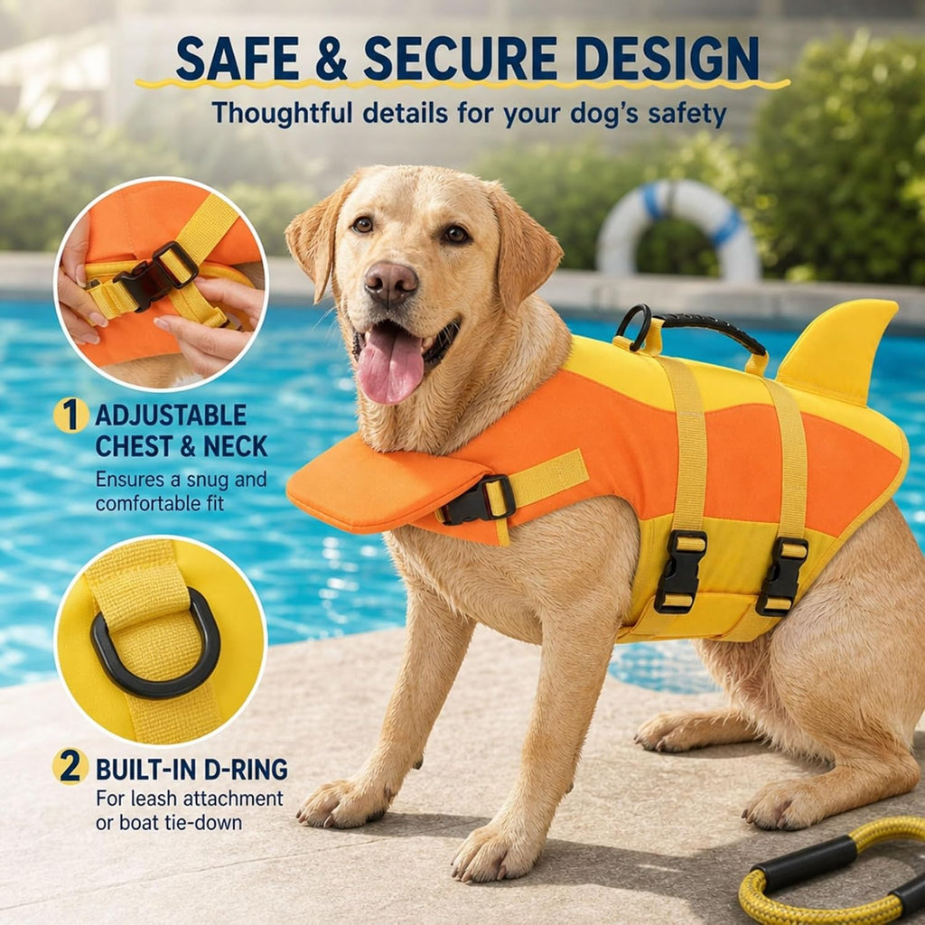 Cute Shark Dog Life Jacket for Small Medium Large Dogs