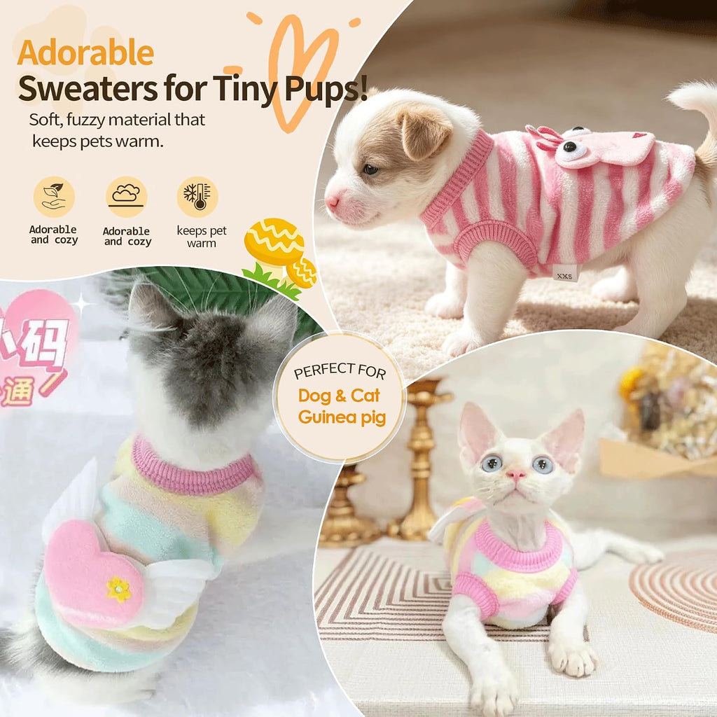 2 Pack Teacup Dog Clothes Warm Soft Fleece Extra Small Dog Clothes for Puppy Chihuahua Yorkies Fall Winter Cute Pet Clot